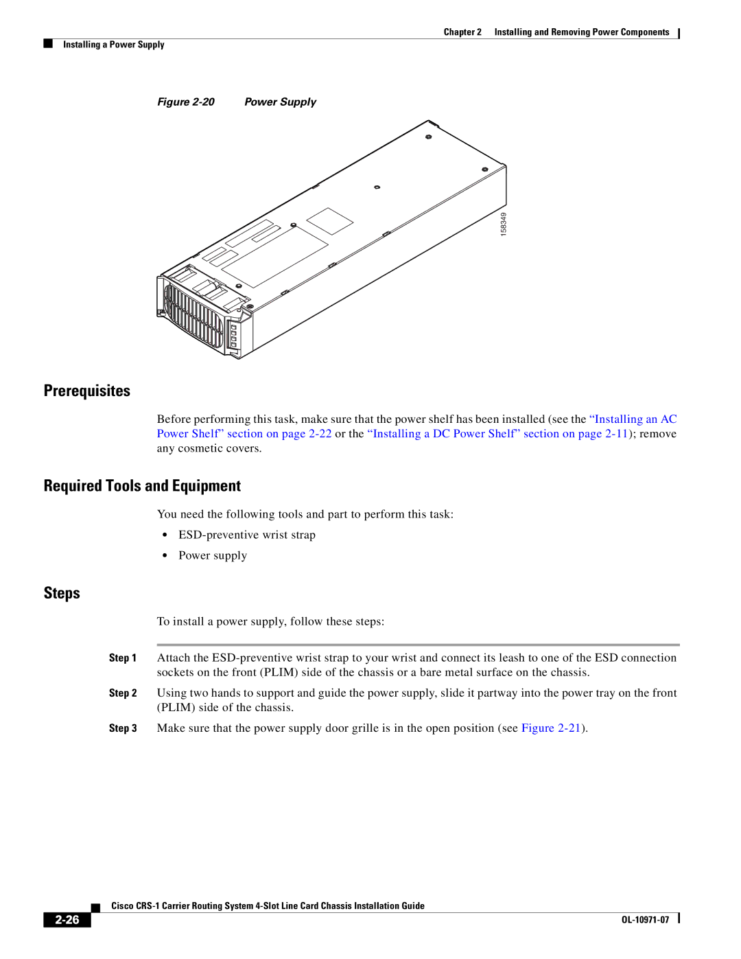 Cisco Systems Cisco CRS-1 manual Power Supply 