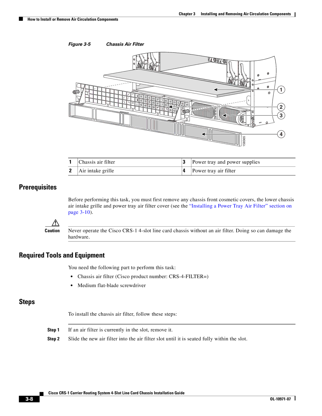 Cisco Systems Cisco CRS-1 manual Chassis Air Filter 