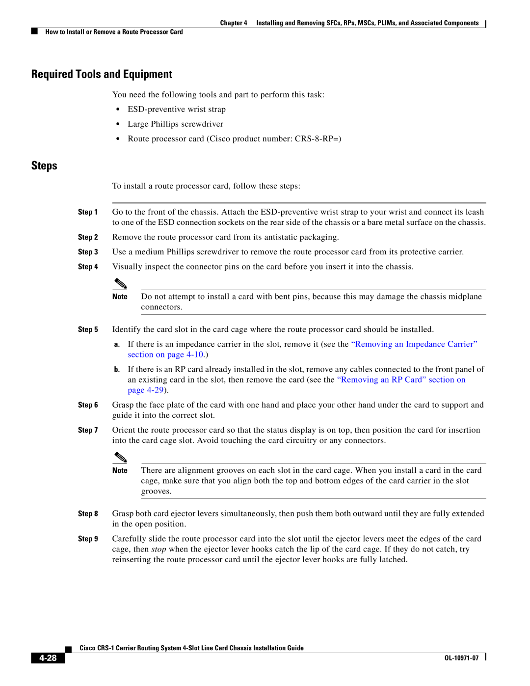 Cisco Systems Cisco CRS-1 manual Required Tools and Equipment 