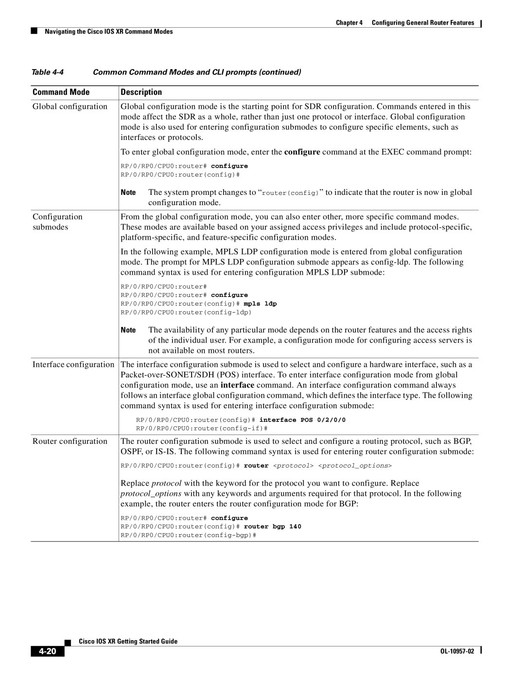 Cisco Systems Cisco IOS XR manual Not available on most routers 