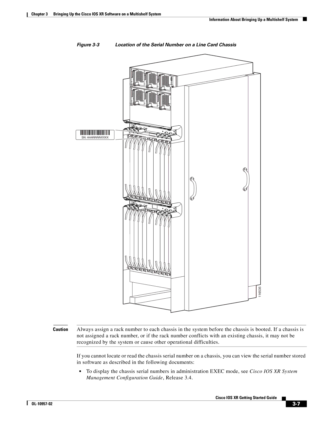 Cisco Systems Cisco IOS XR manual Location of the Serial Number on a Line Card Chassis 