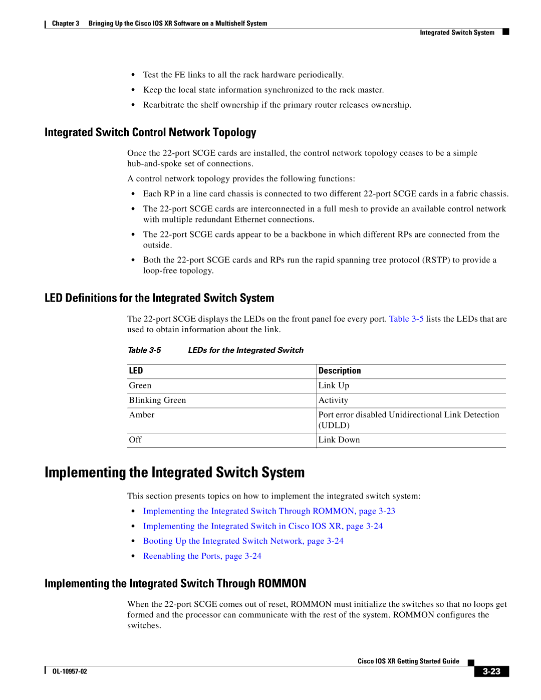 Cisco Systems Cisco IOS XR manual Implementing the Integrated Switch System, Integrated Switch Control Network Topology 