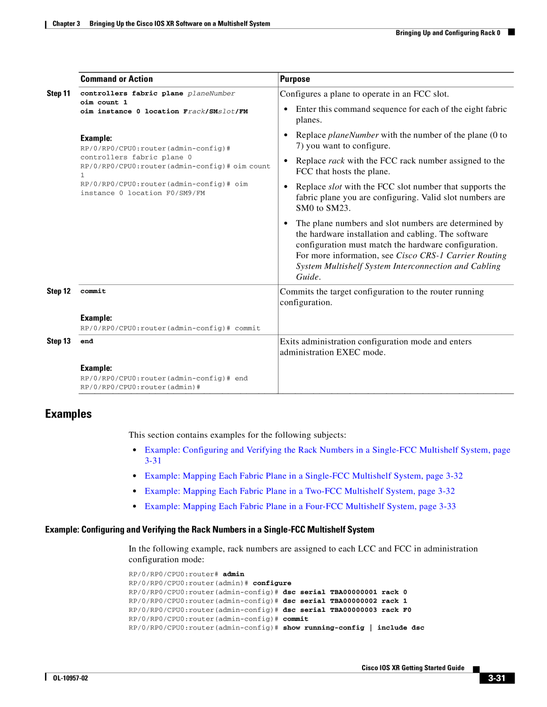 Cisco Systems Cisco IOS XR manual Configures a plane to operate in an FCC slot, Planes, You want to configure, SM0 to SM23 