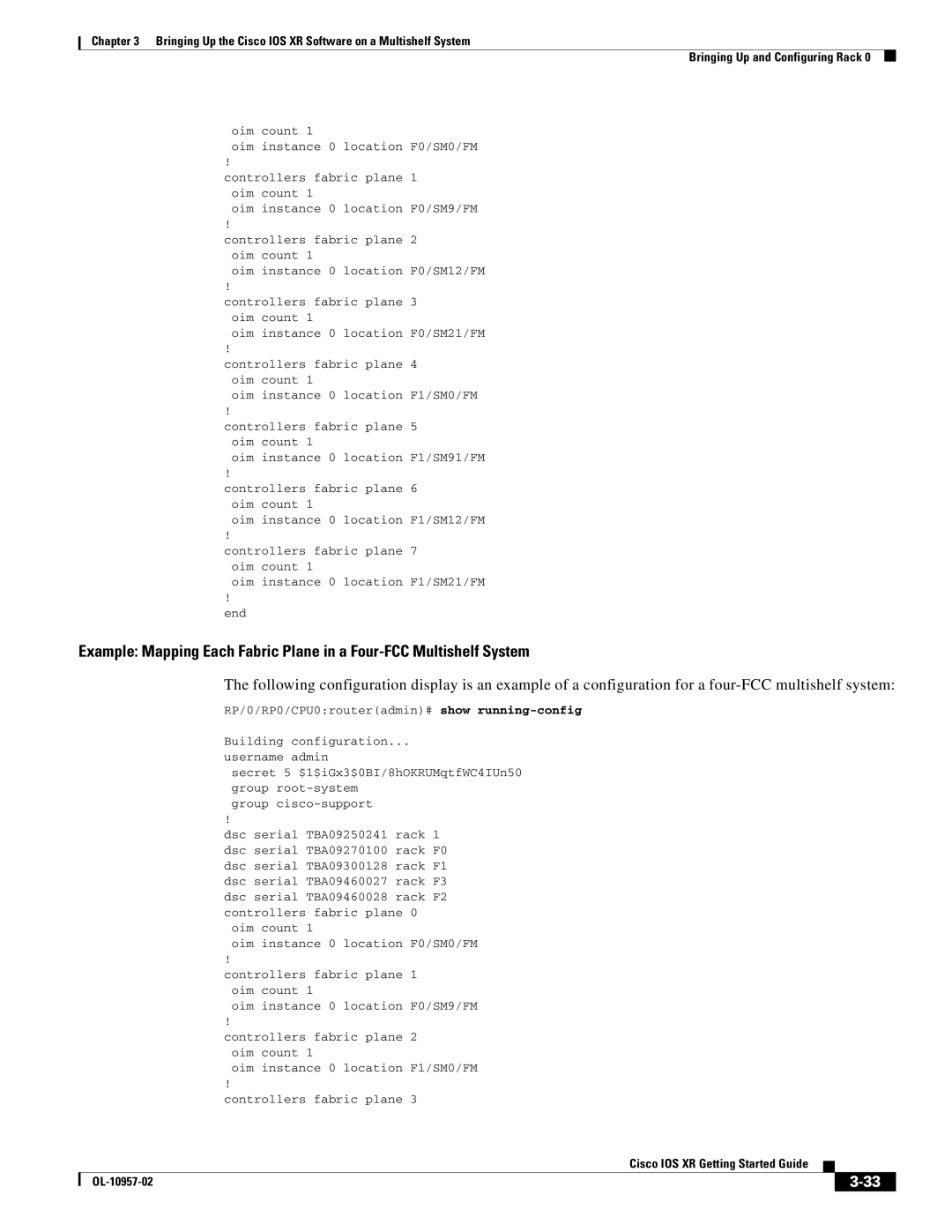 Cisco Systems Cisco IOS XR manual F0/SM0/FM 