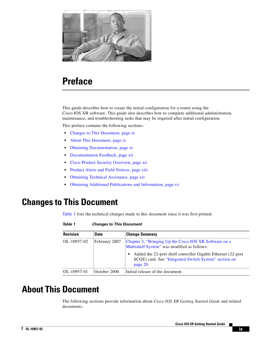 Cisco Systems Cisco IOS XR manual Changes to This Document, About This Document, Revision Date Change Summary 