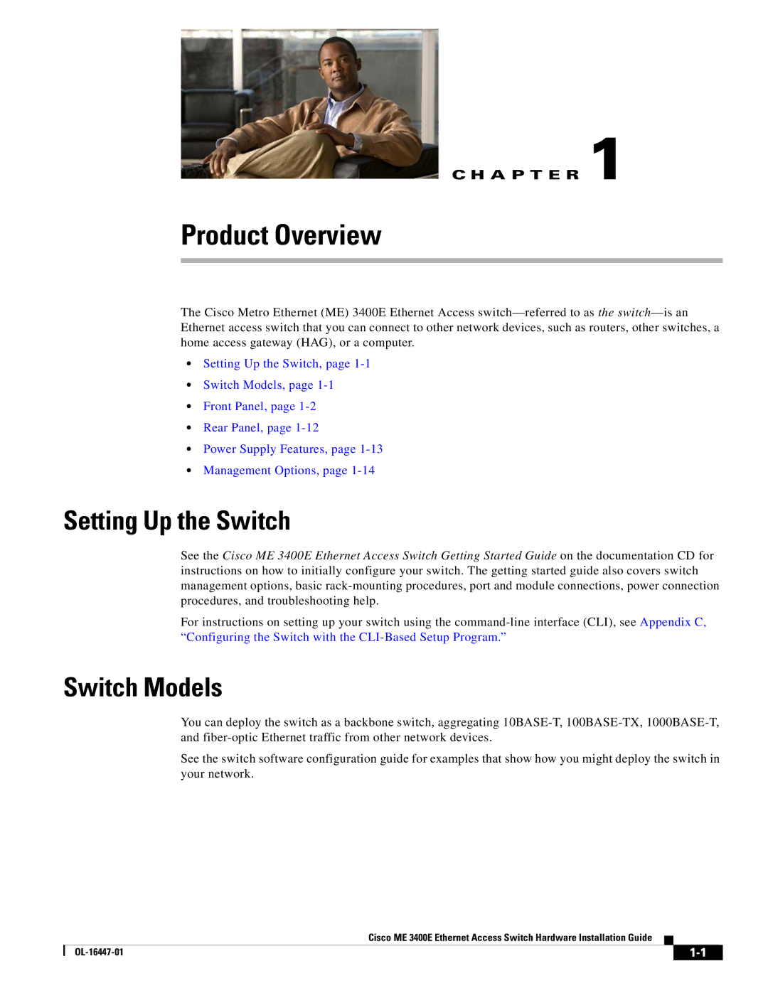 Cisco Systems Cisco ME 3400E manual Setting Up the Switch, Switch Models 