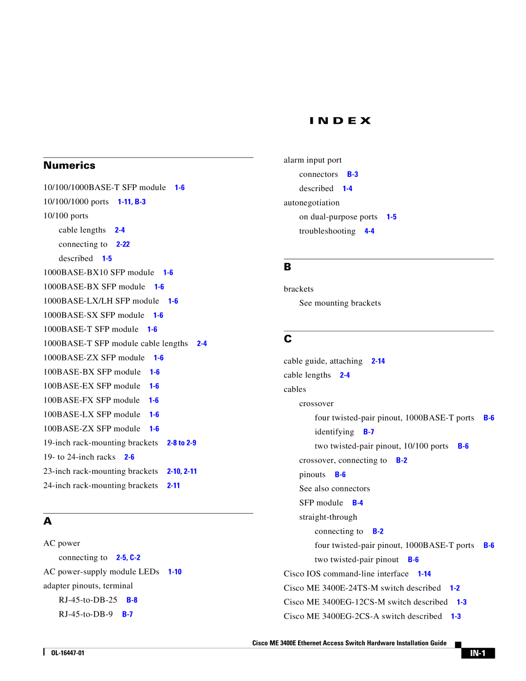 Cisco Systems Cisco ME 3400E manual Numerics 