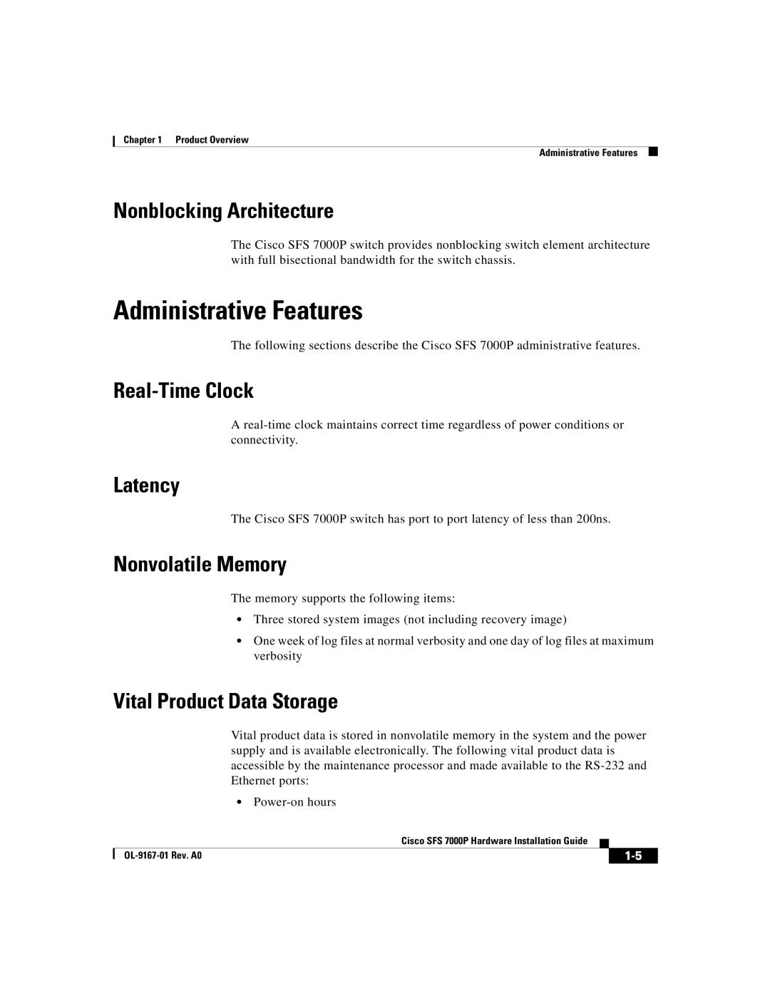 Cisco Systems Cisco SFS 7000P manual Administrative Features 