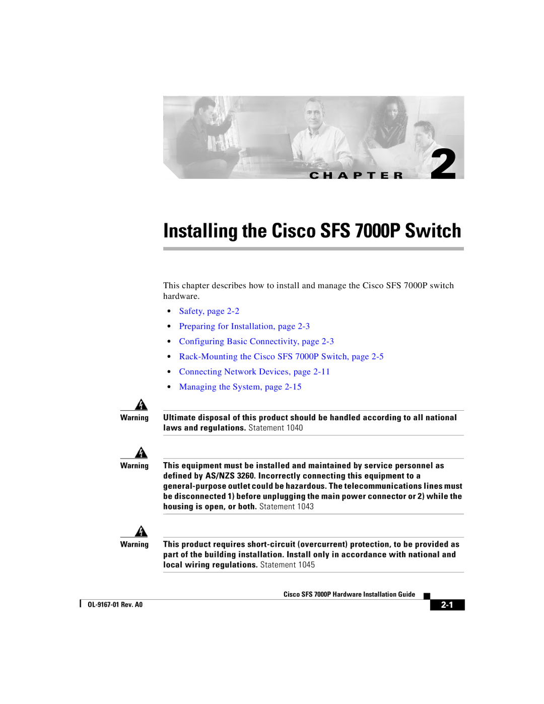 Cisco Systems manual Installing the Cisco SFS 7000P Switch 