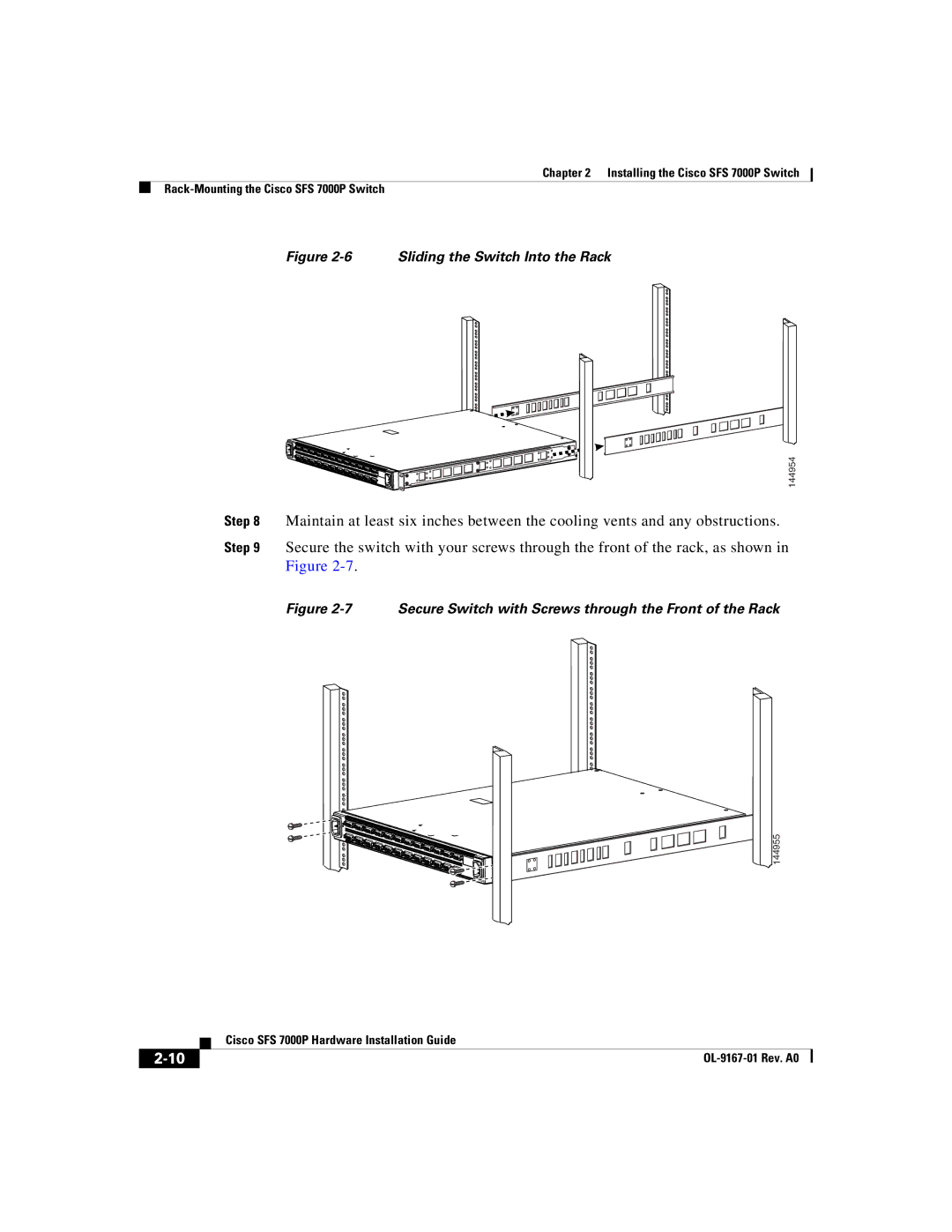 Cisco Systems Cisco SFS 7000P manual Sliding the Switch Into the Rack 