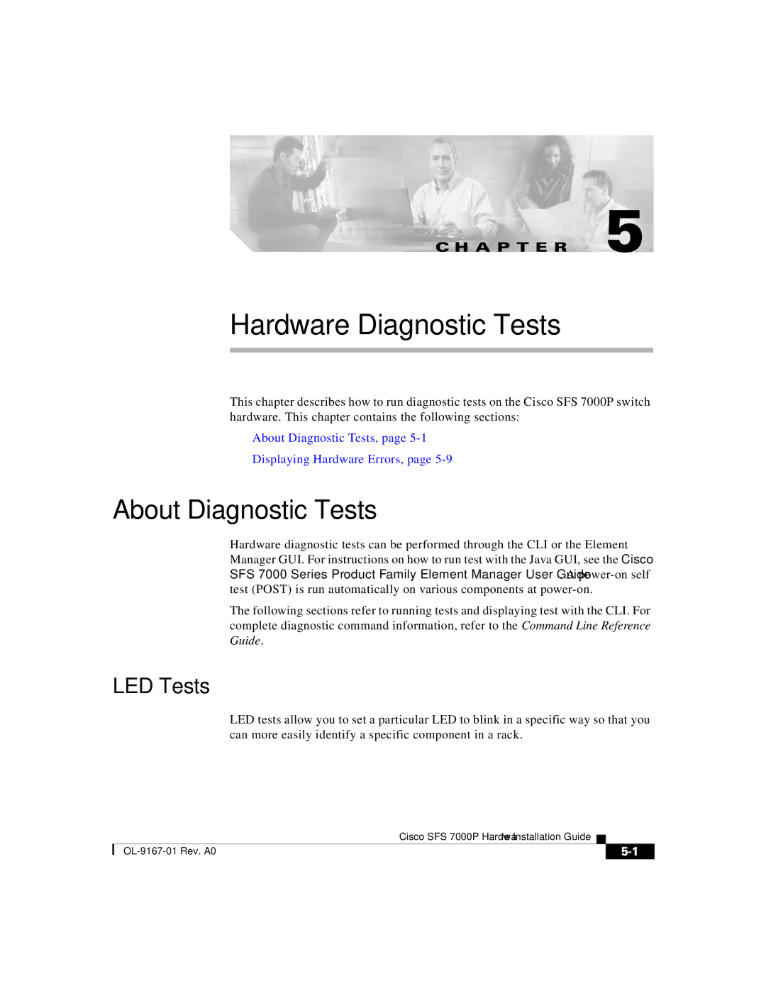 Cisco Systems Cisco SFS 7000P manual About Diagnostic Tests, LED Tests 