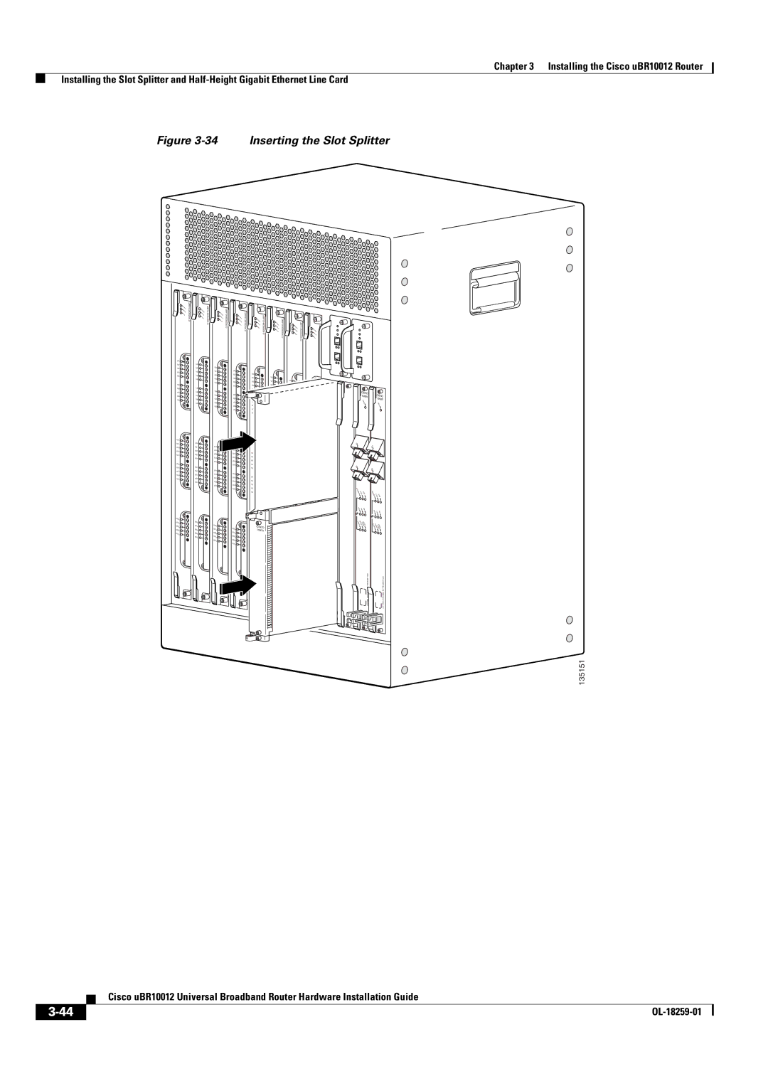 Cisco Systems Cisco uBR10012 manual Inserting the Slot Splitter 