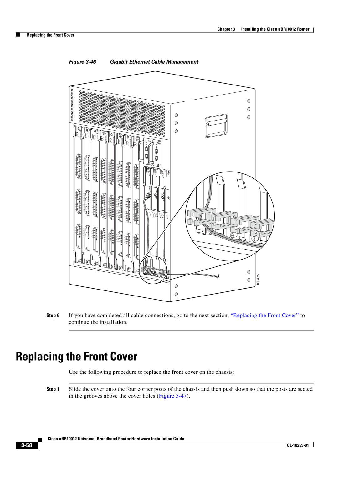 Cisco Systems Cisco uBR10012 manual Replacing the Front Cover, Ie Ar Lo Ier 