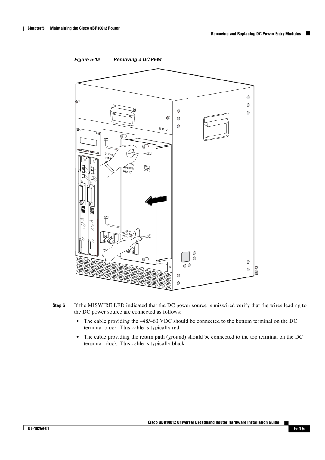 Cisco Systems Cisco uBR10012 manual Removing a DC PEM 