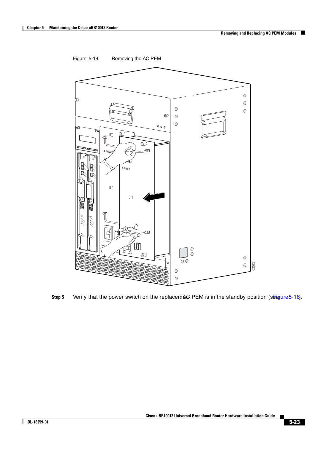 Cisco Systems Cisco uBR10012 manual Removing the AC PEM 