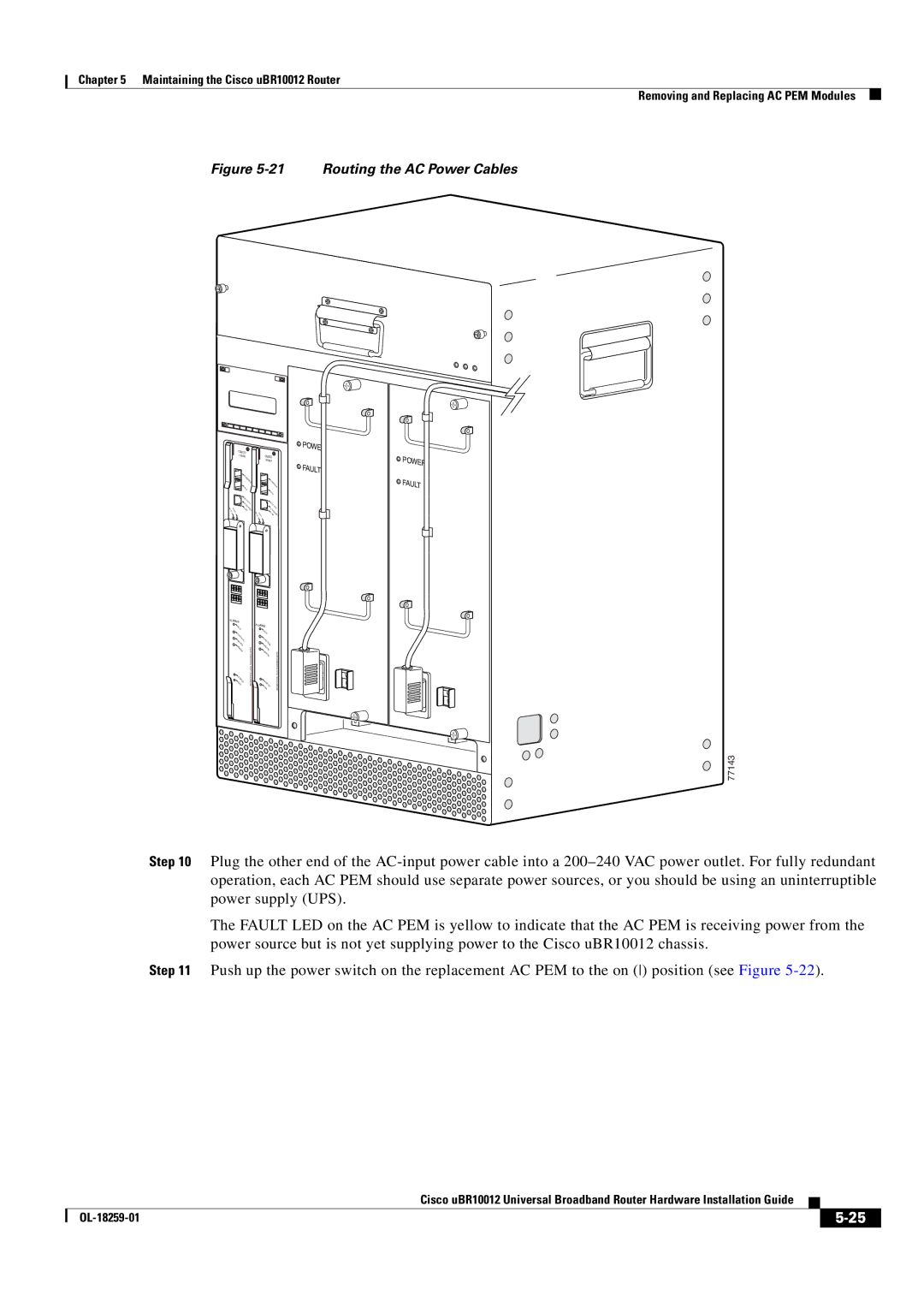 Cisco Systems Cisco uBR10012 manual Routing the AC Power Cables 