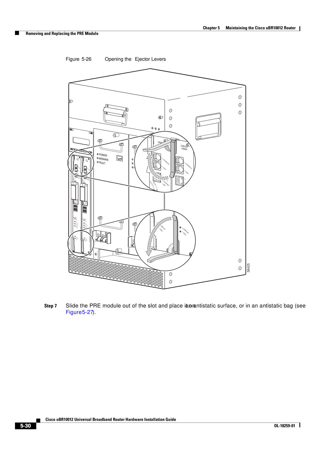 Cisco Systems Cisco uBR10012 manual Opening the Ejector Levers 