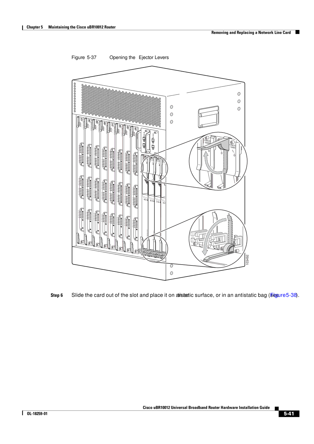 Cisco Systems Cisco uBR10012 manual Opening the Ejector Levers 