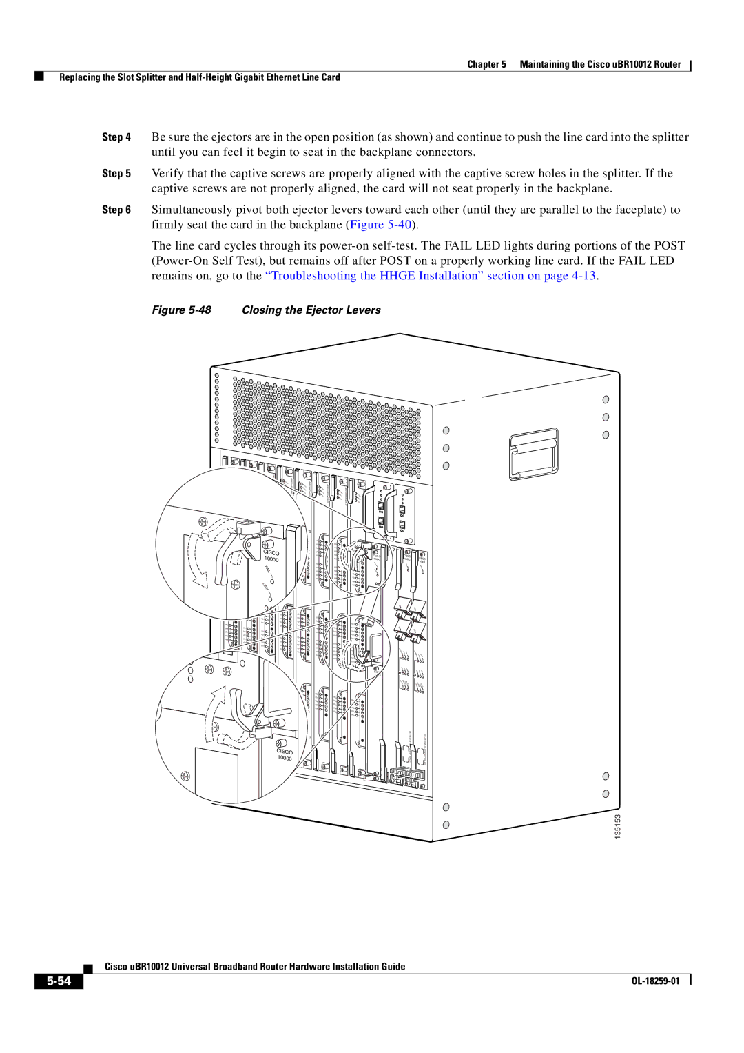 Cisco Systems Cisco uBR10012 manual Closing the Ejector Levers 