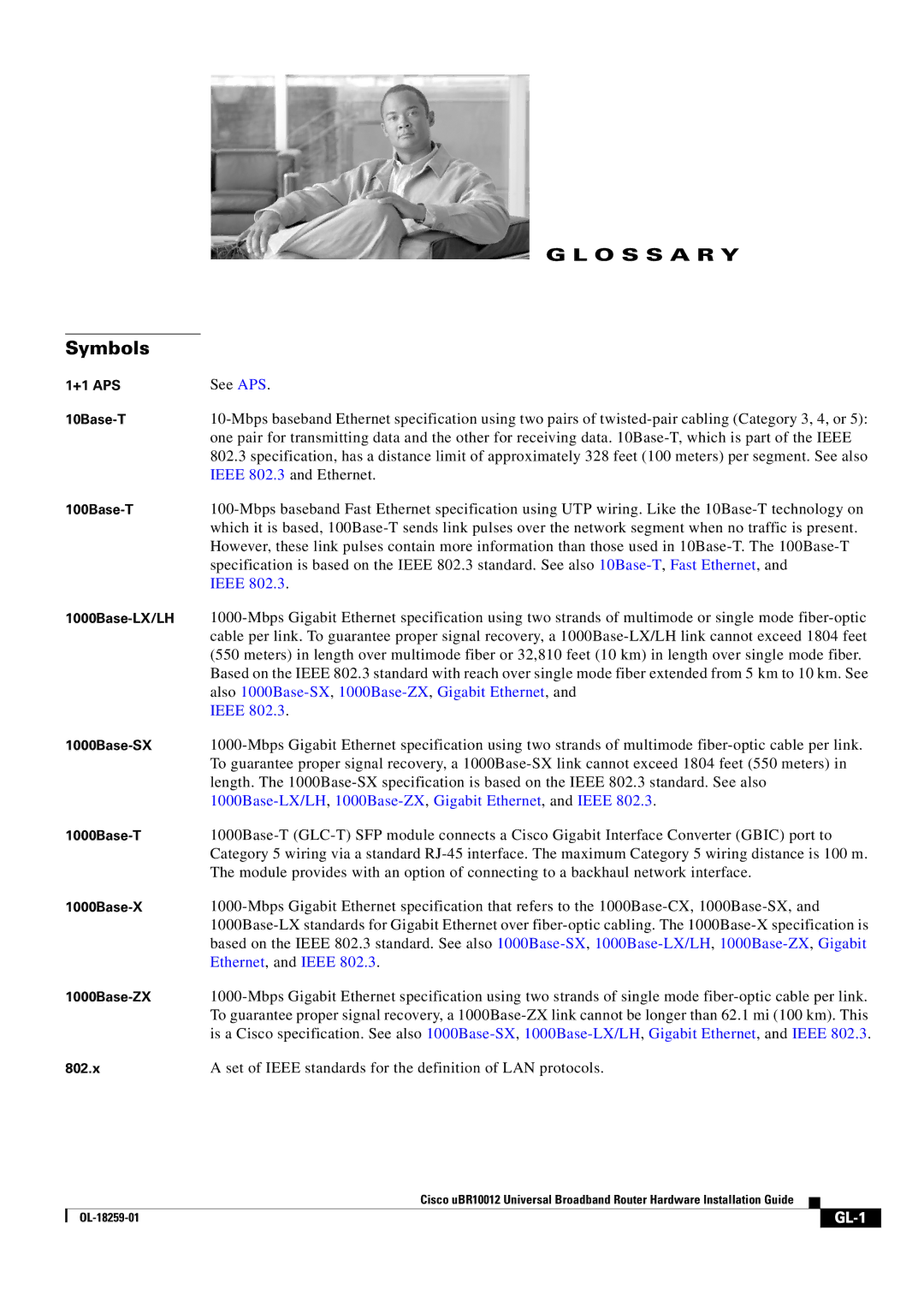 Cisco Systems Cisco uBR10012 manual Symbols, GL-1 