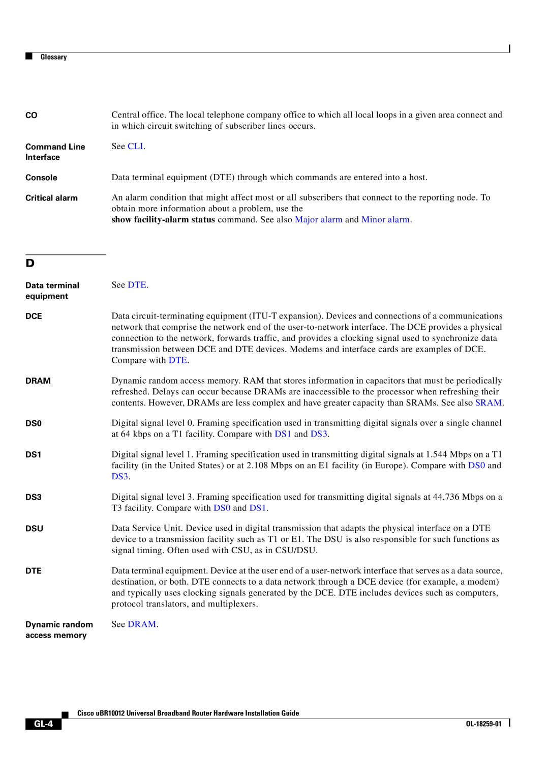 Cisco Systems Cisco uBR10012 manual GL-4 