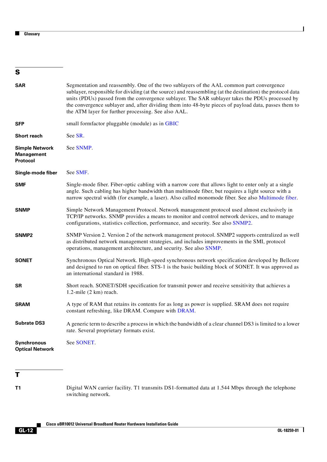 Cisco Systems Cisco uBR10012 manual GL-12 