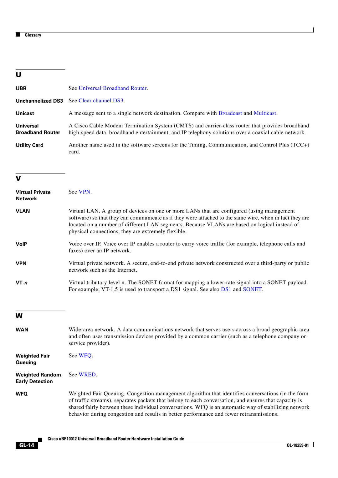 Cisco Systems Cisco uBR10012 manual See Clear channel DS3, GL-14 