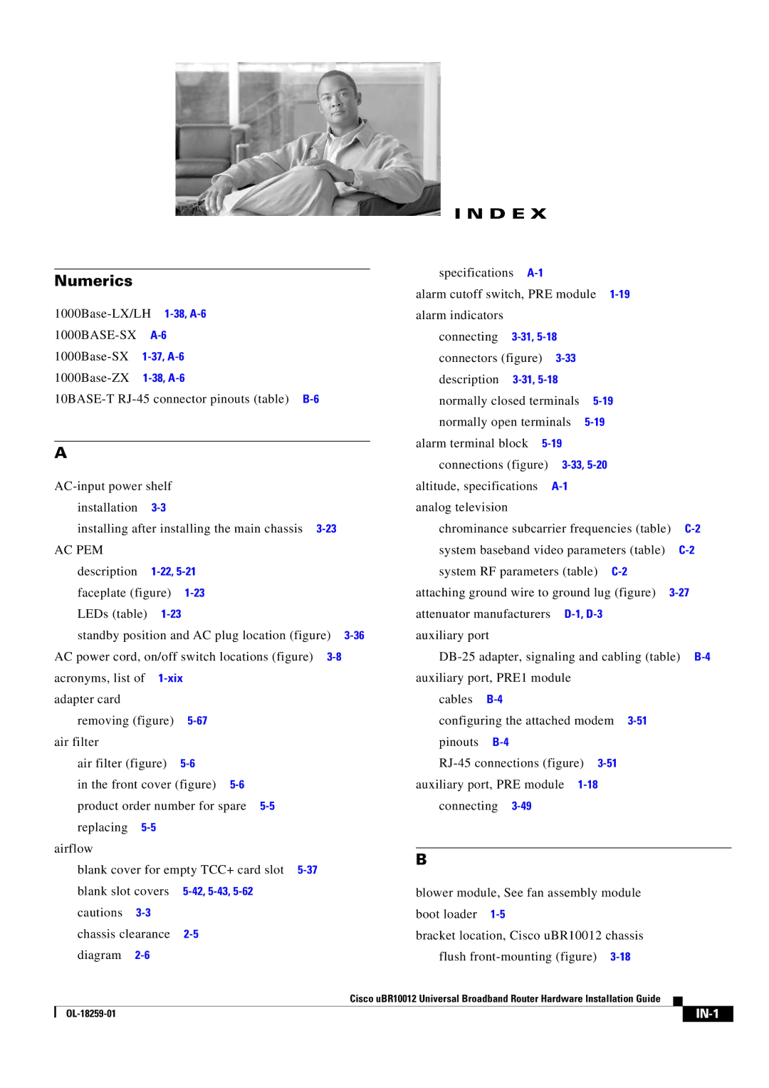 Cisco Systems Cisco uBR10012 manual Numerics, IN-1 