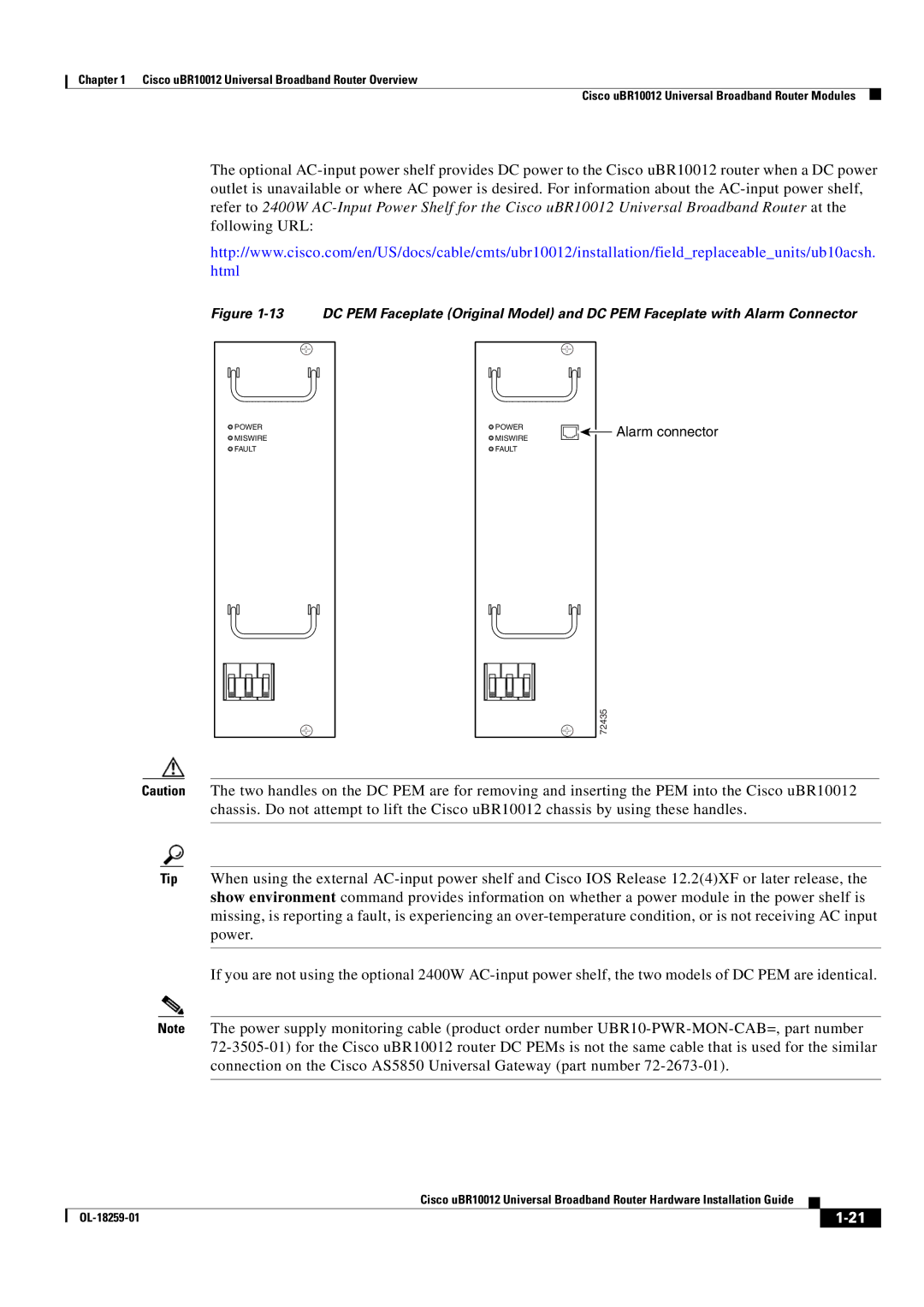 Cisco Systems Cisco uBR10012 manual Alarm connector 