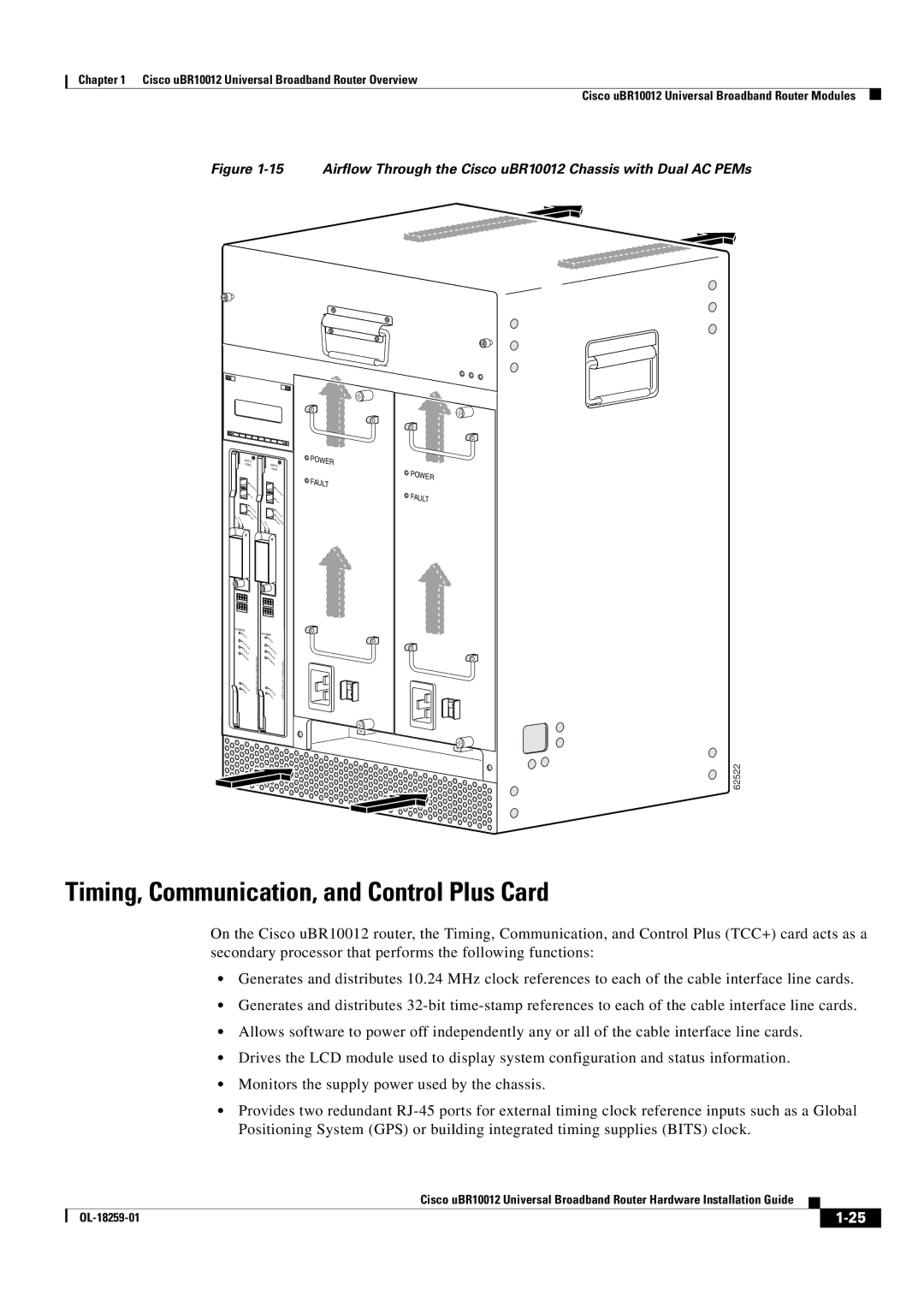 Cisco Systems Cisco uBR10012 manual Timing, Communication, and Control Plus Card, Power Fault 