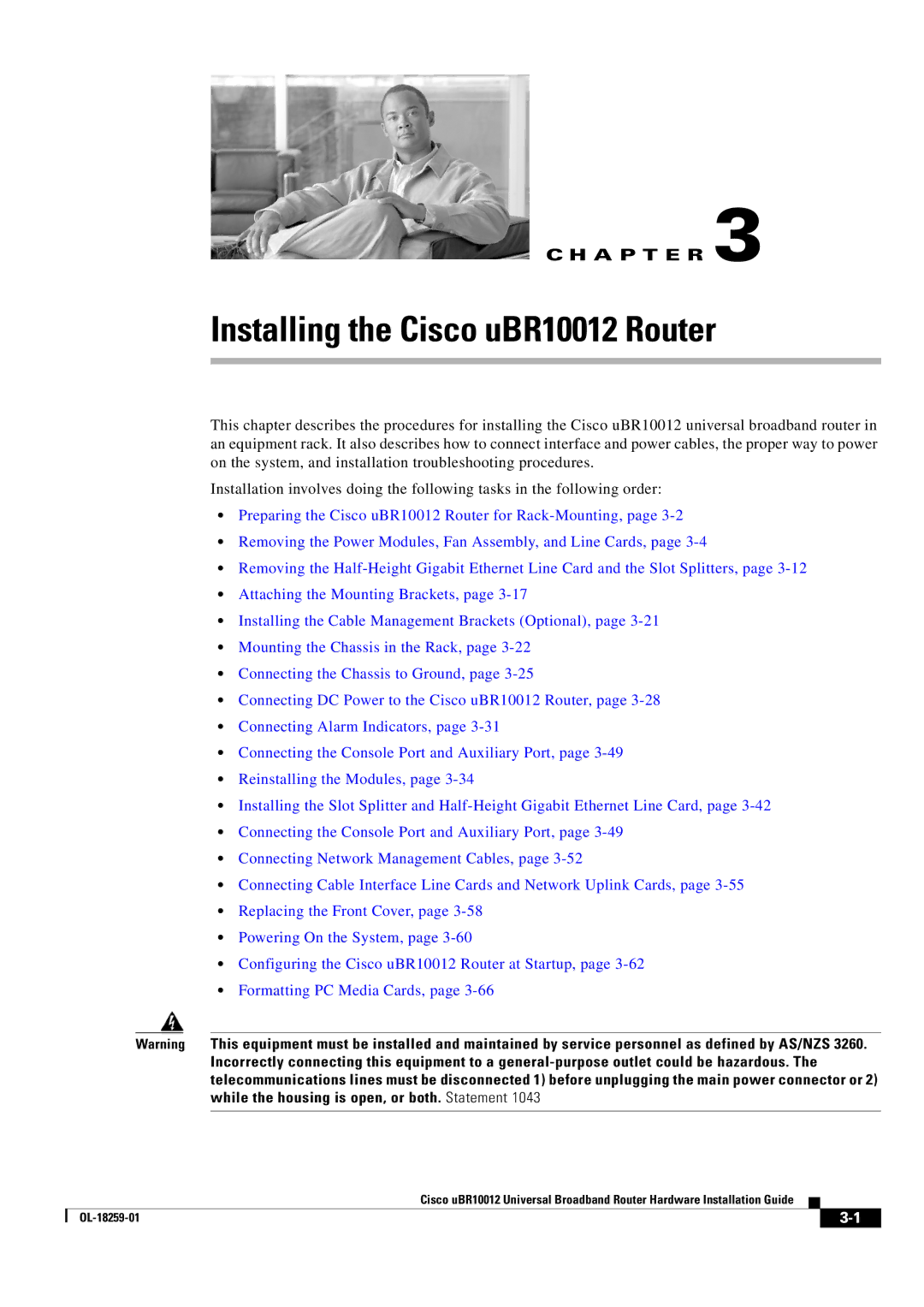 Cisco Systems manual Installing the Cisco uBR10012 Router 