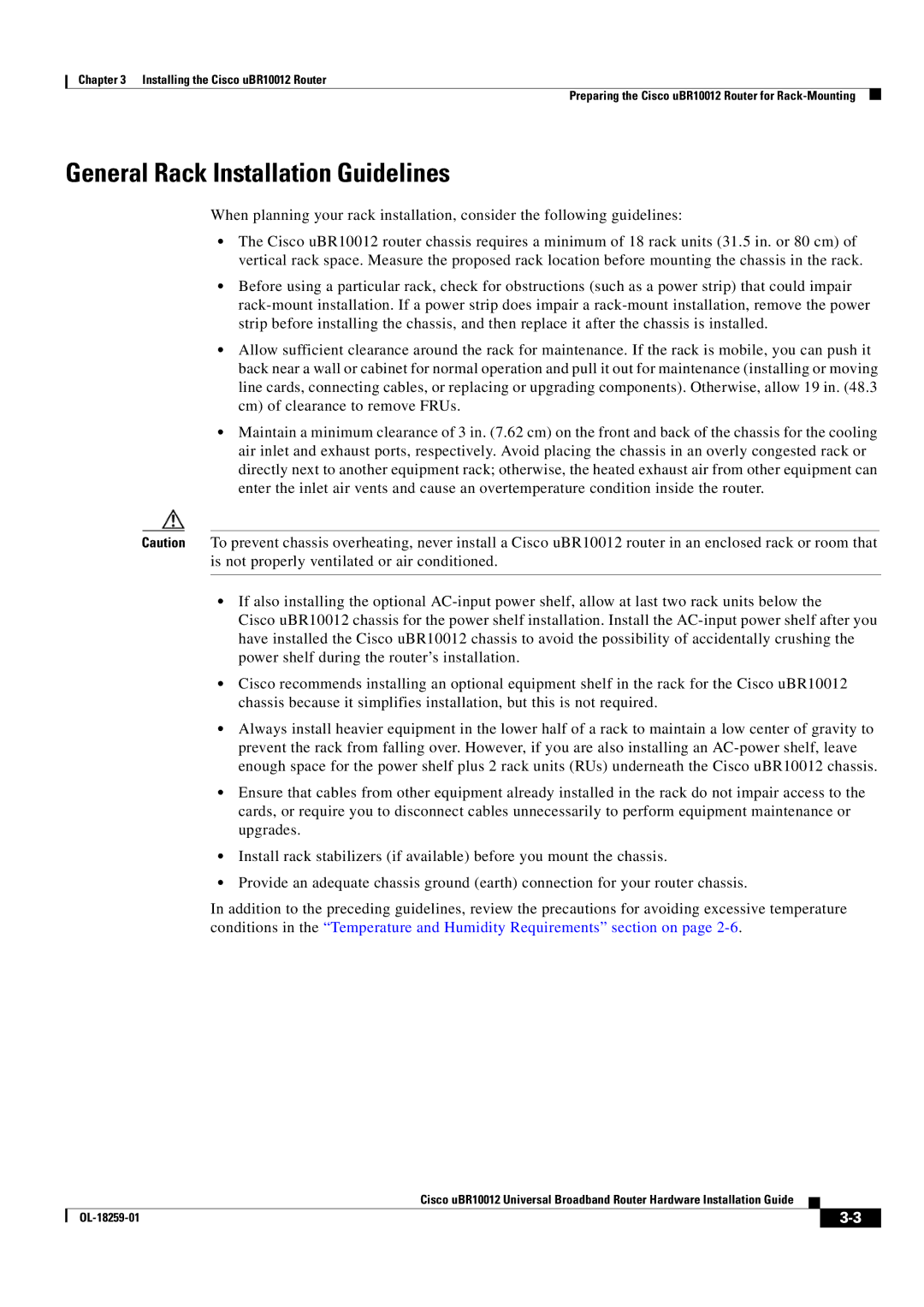 Cisco Systems Cisco uBR10012 manual General Rack Installation Guidelines 