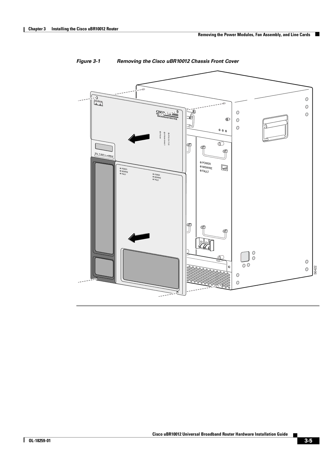 Cisco Systems manual Removing the Cisco uBR10012 Chassis Front Cover 