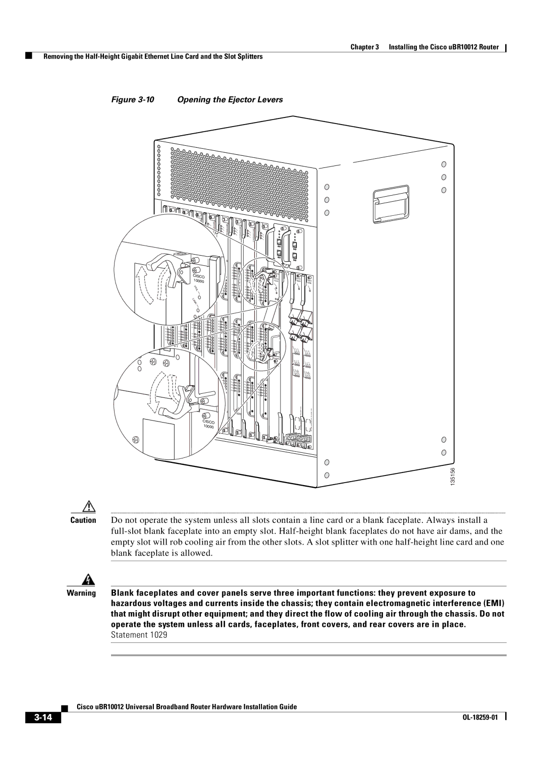 Cisco Systems Cisco uBR10012 manual Opening the Ejector Levers 