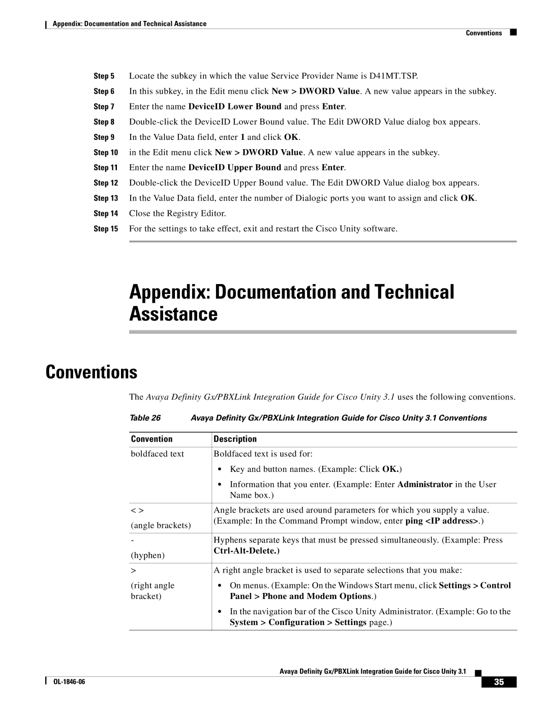 Cisco Systems Cisco Unity 3.1 manual Conventions, Convention Description, Ctrl-Alt-Delete, Panel Phone and Modem Options 