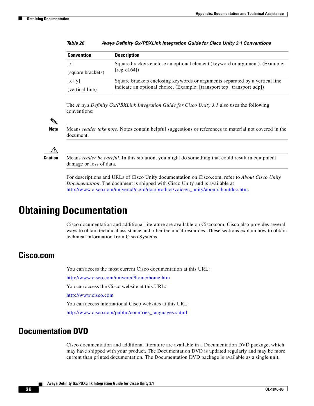 Cisco Systems Cisco Unity 3.1 manual Obtaining Documentation, Cisco.com, Documentation DVD 