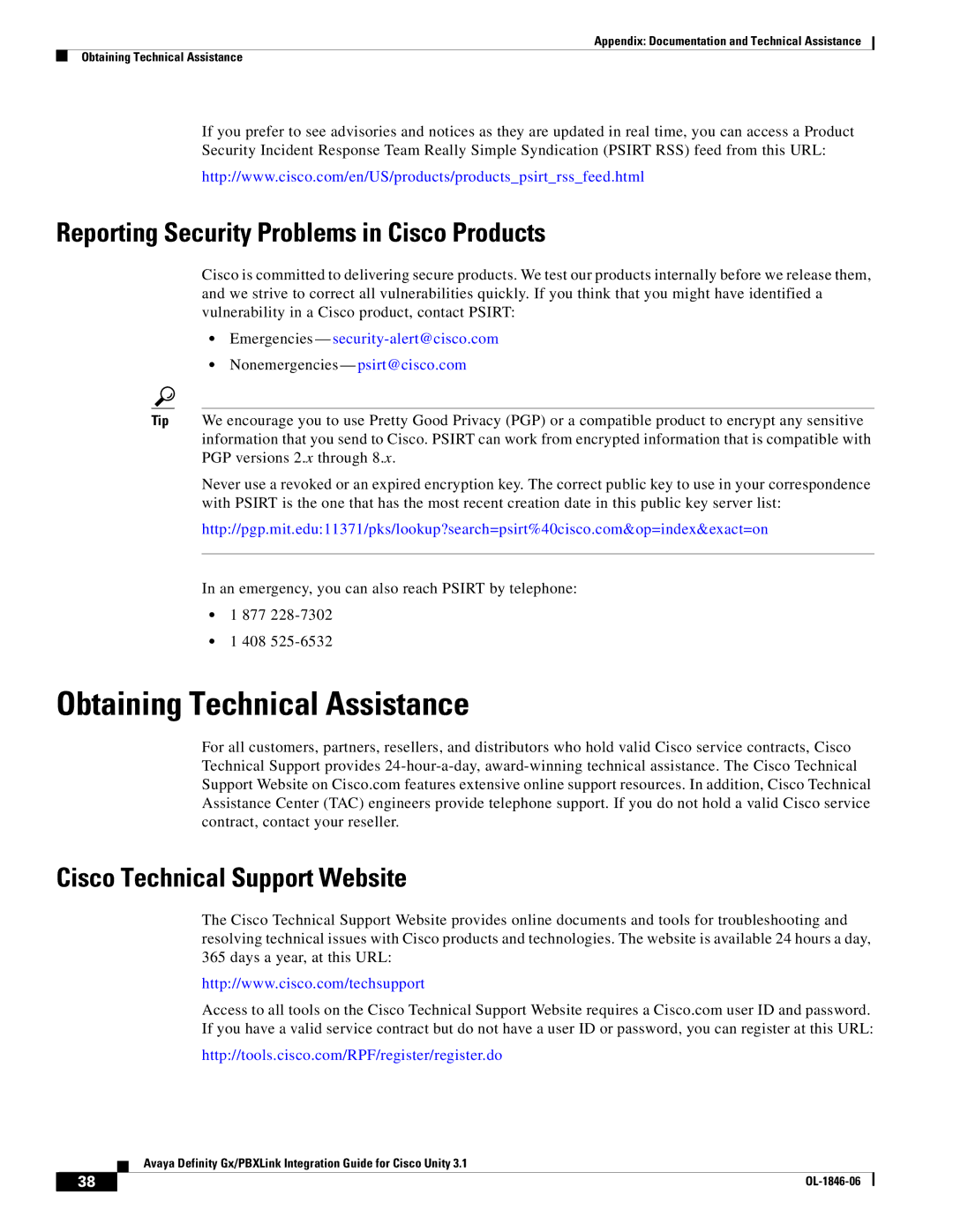 Cisco Systems Cisco Unity 3.1 manual Obtaining Technical Assistance, Reporting Security Problems in Cisco Products 