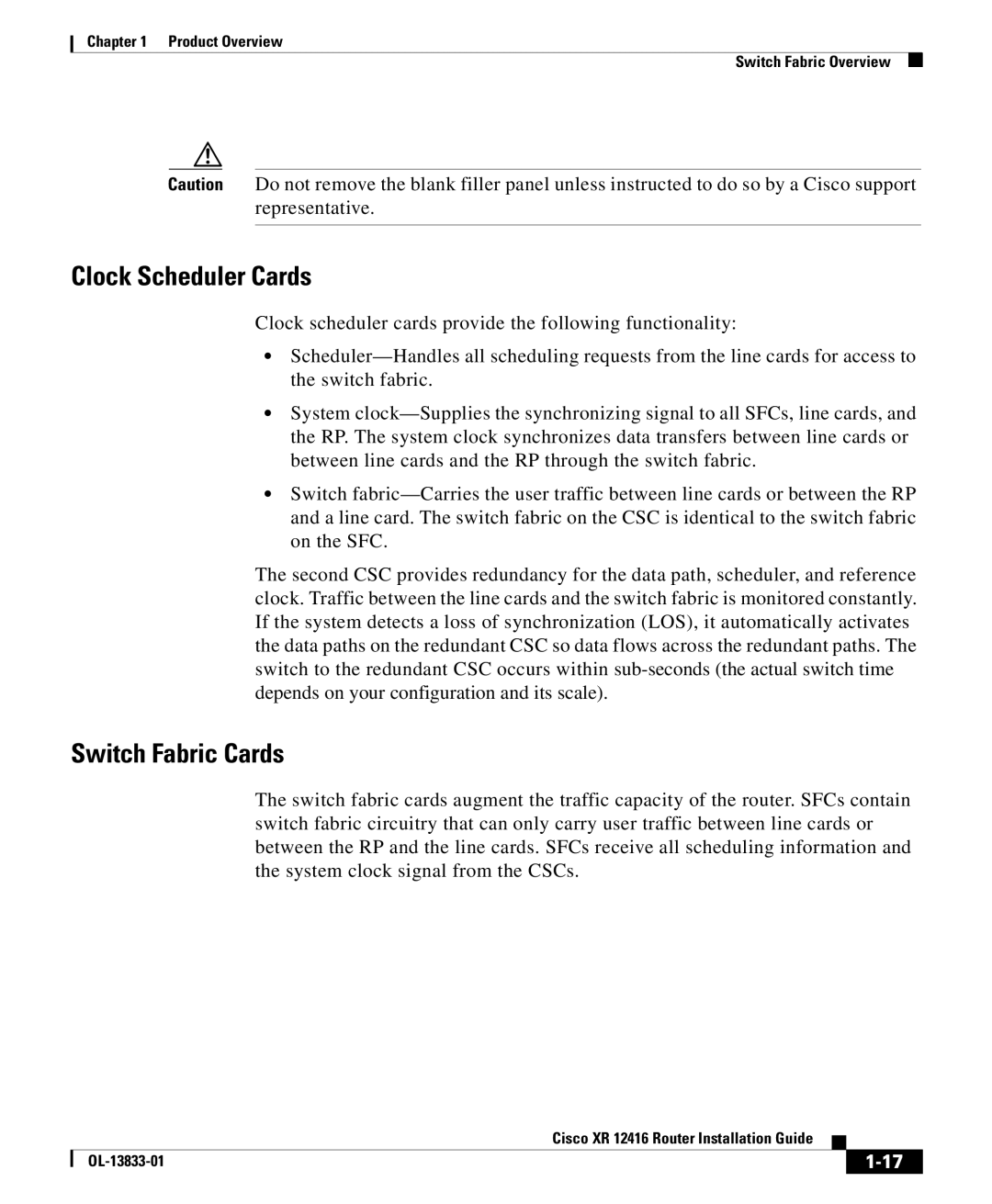 Cisco Systems Cisco XR 12416 manual Clock Scheduler Cards, Switch Fabric Cards 