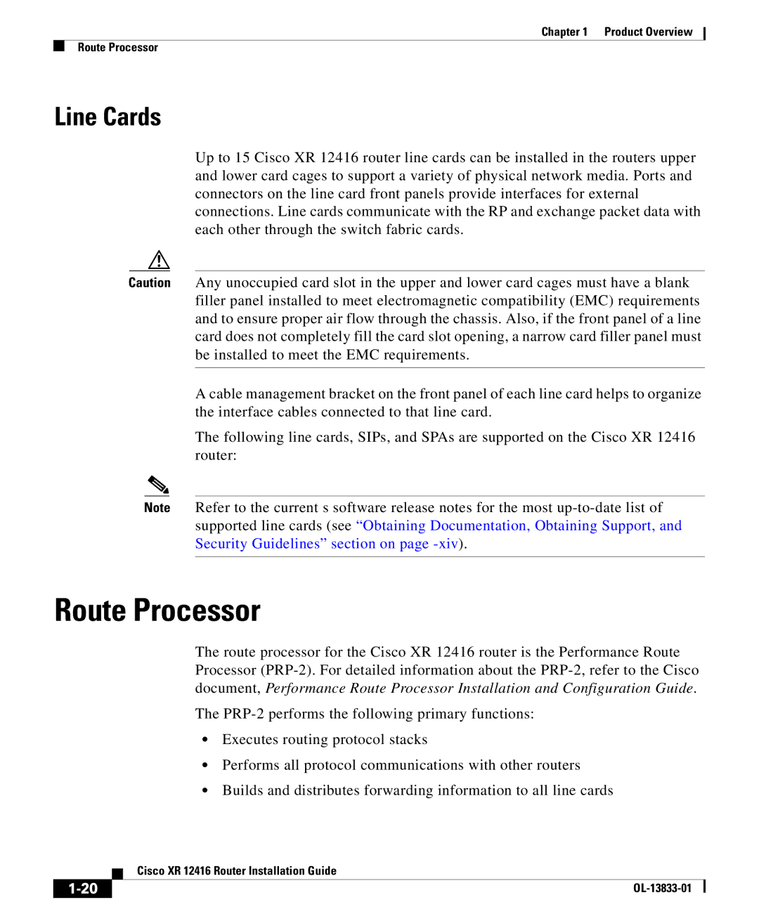 Cisco Systems Cisco XR 12416 manual Route Processor, Line Cards 