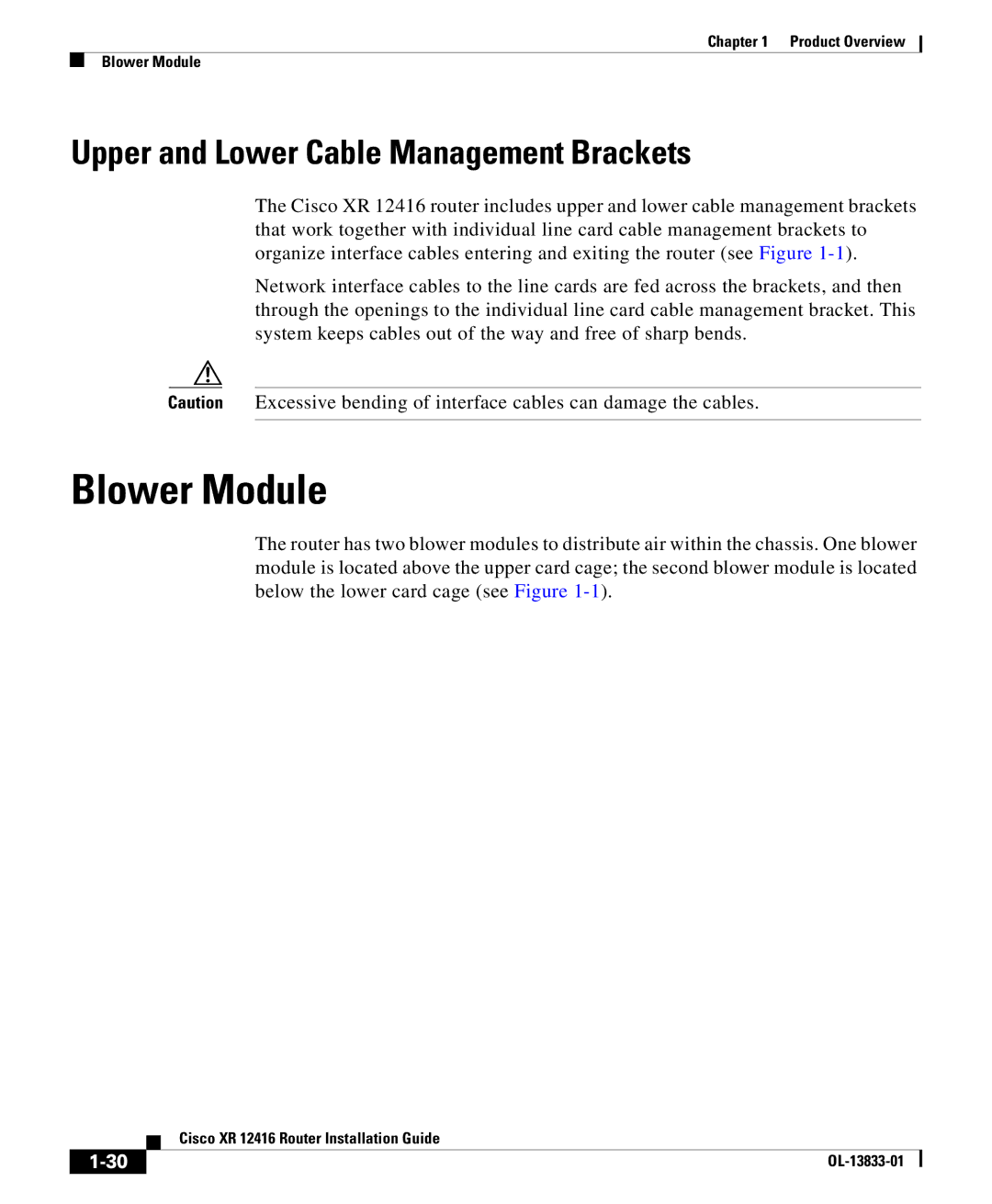 Cisco Systems Cisco XR 12416 manual Blower Module, Upper and Lower Cable Management Brackets 