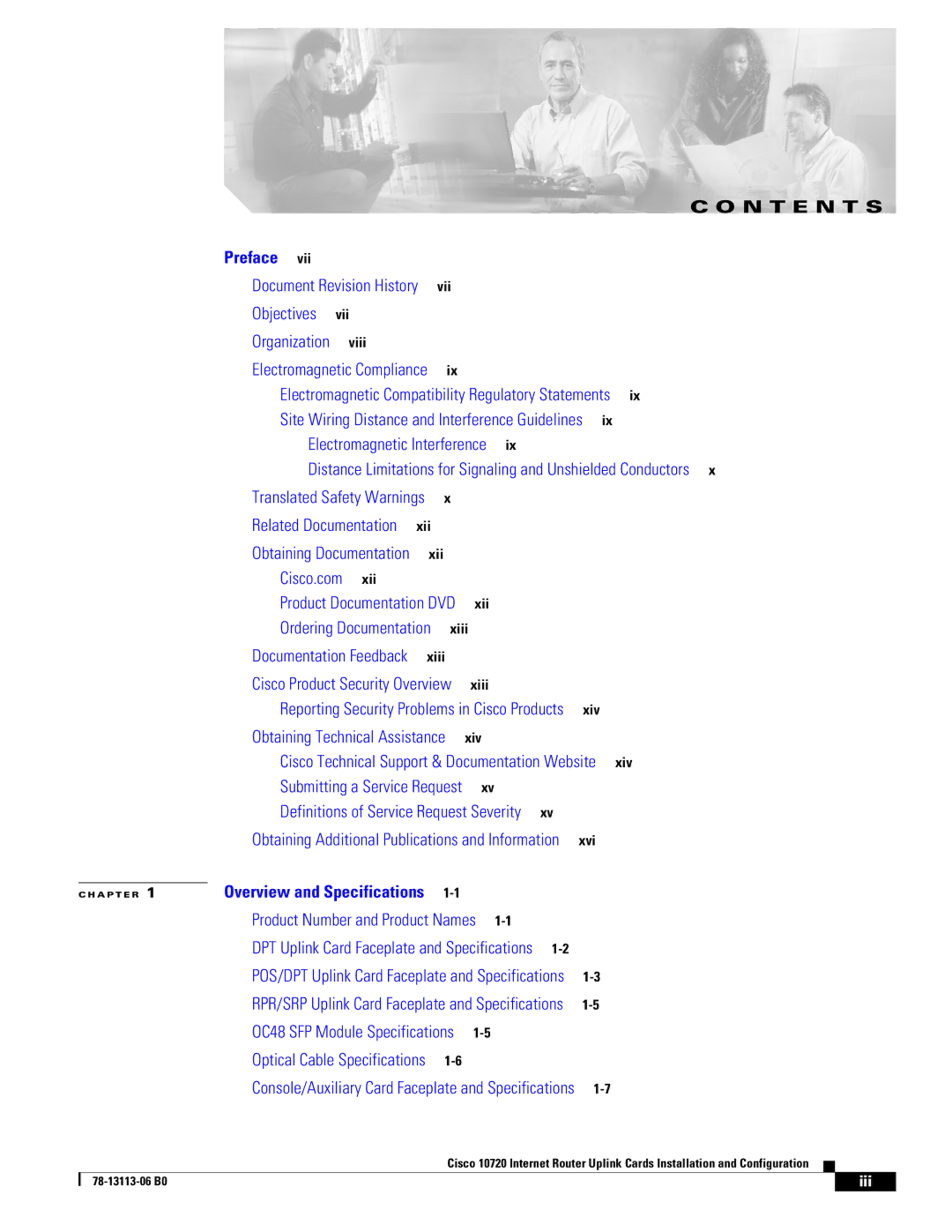 Cisco Systems CISCO10720 manual N T E N T S 