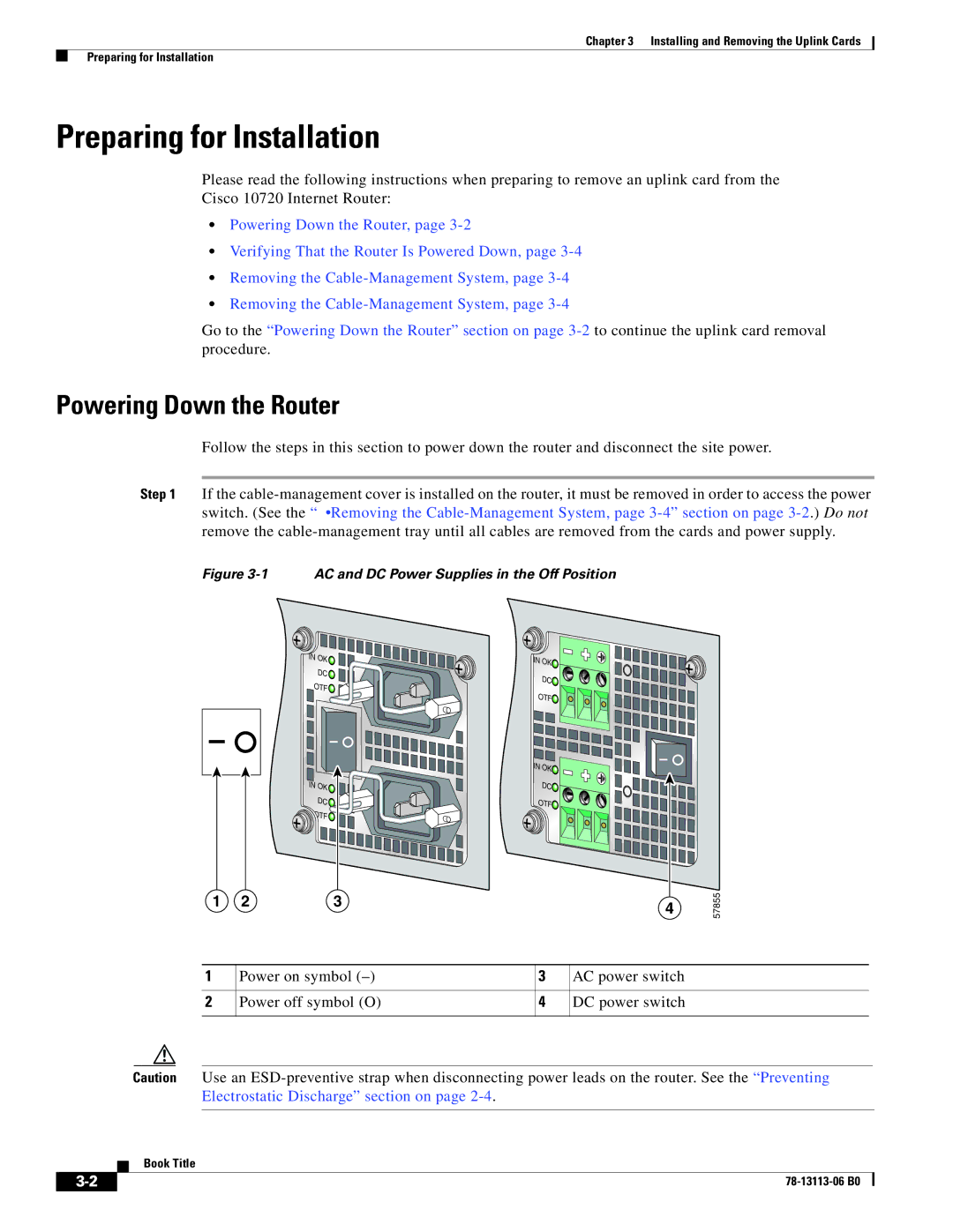 Cisco Systems CISCO10720 manual Preparing for Installation, Powering Down the Router 