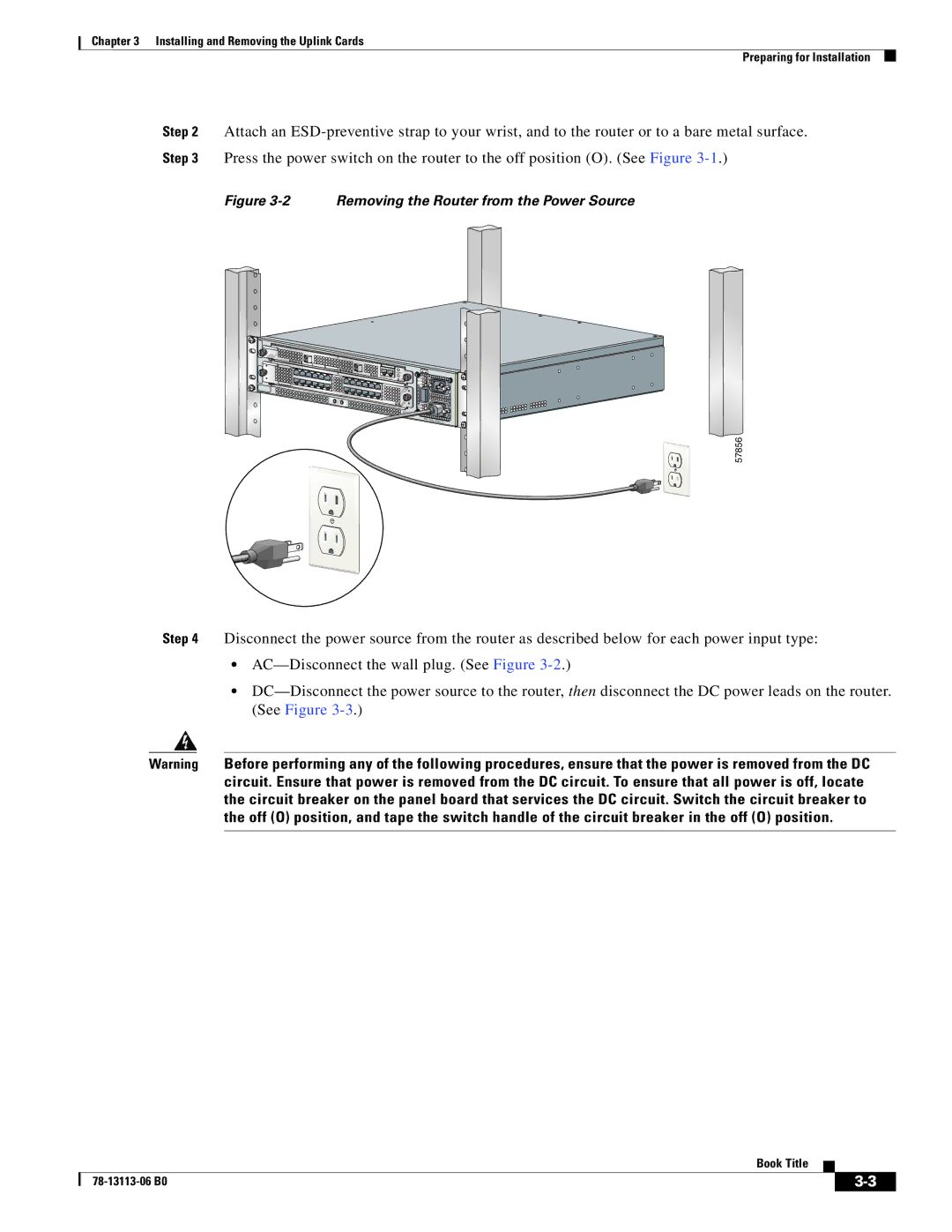 Cisco Systems CISCO10720 manual Removing the Router from the Power Source 