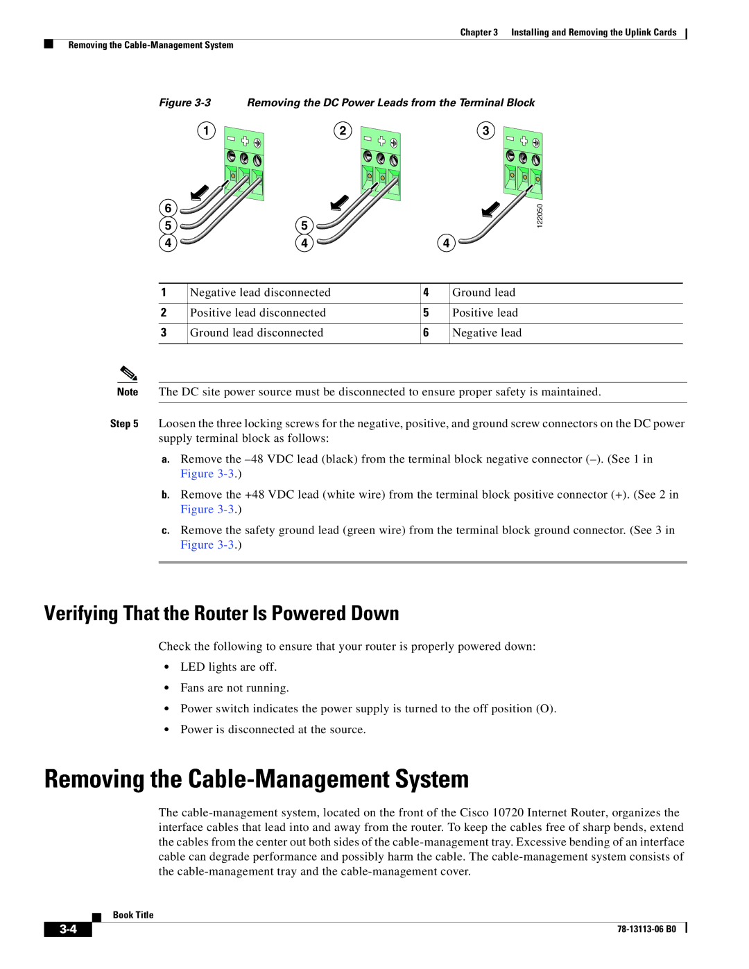 Cisco Systems CISCO10720 manual Removing the Cable-Management System, Verifying That the Router Is Powered Down 