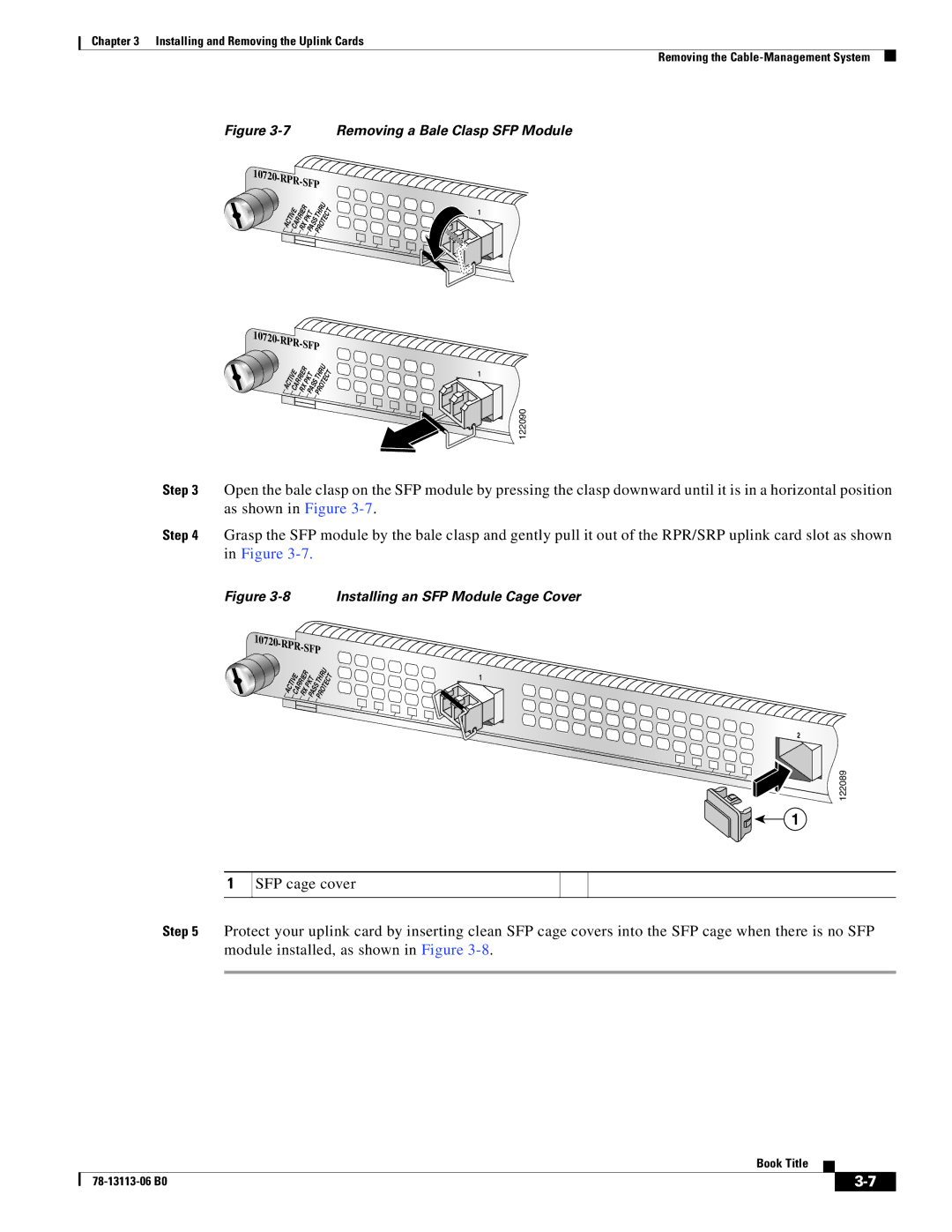 Cisco Systems CISCO10720 manual Removing a Bale Clasp SFP Module 