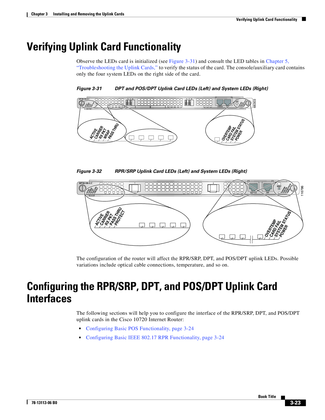 Cisco Systems CISCO10720 manual Verifying Uplink Card Functionality, 66303 