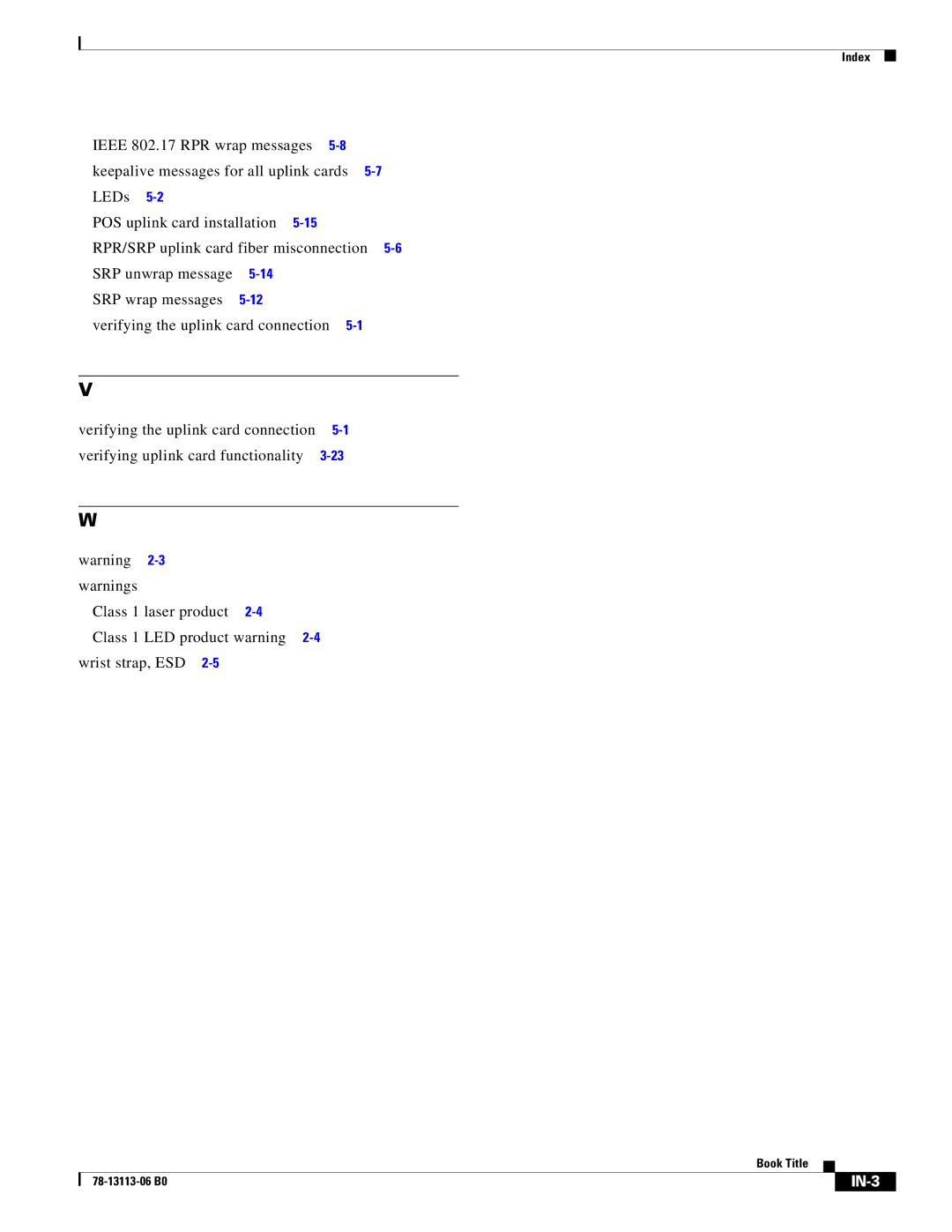 Cisco Systems CISCO10720 manual IN-3 