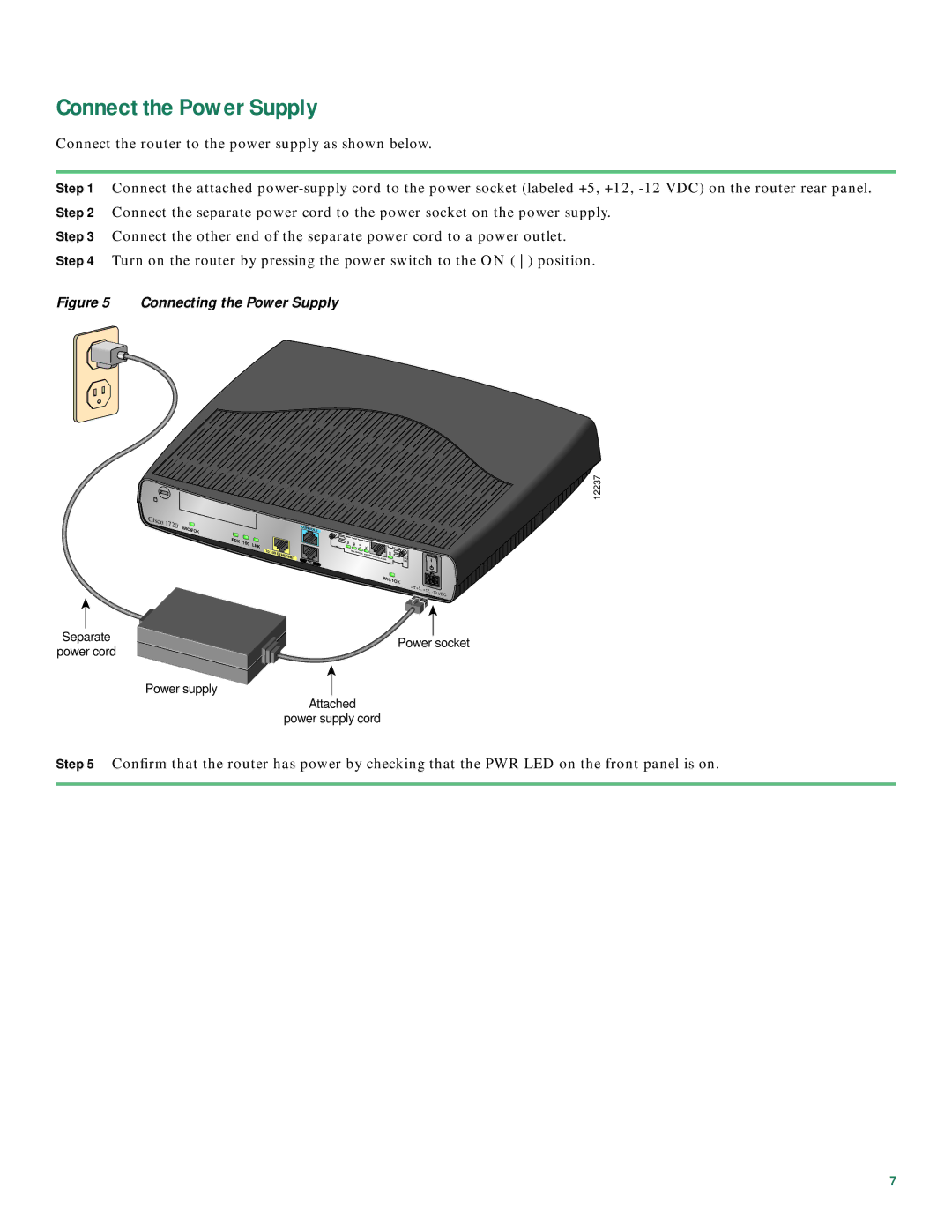 Cisco Systems CISCO1720 quick start Connect the Power Supply, Connecting the Power Supply 