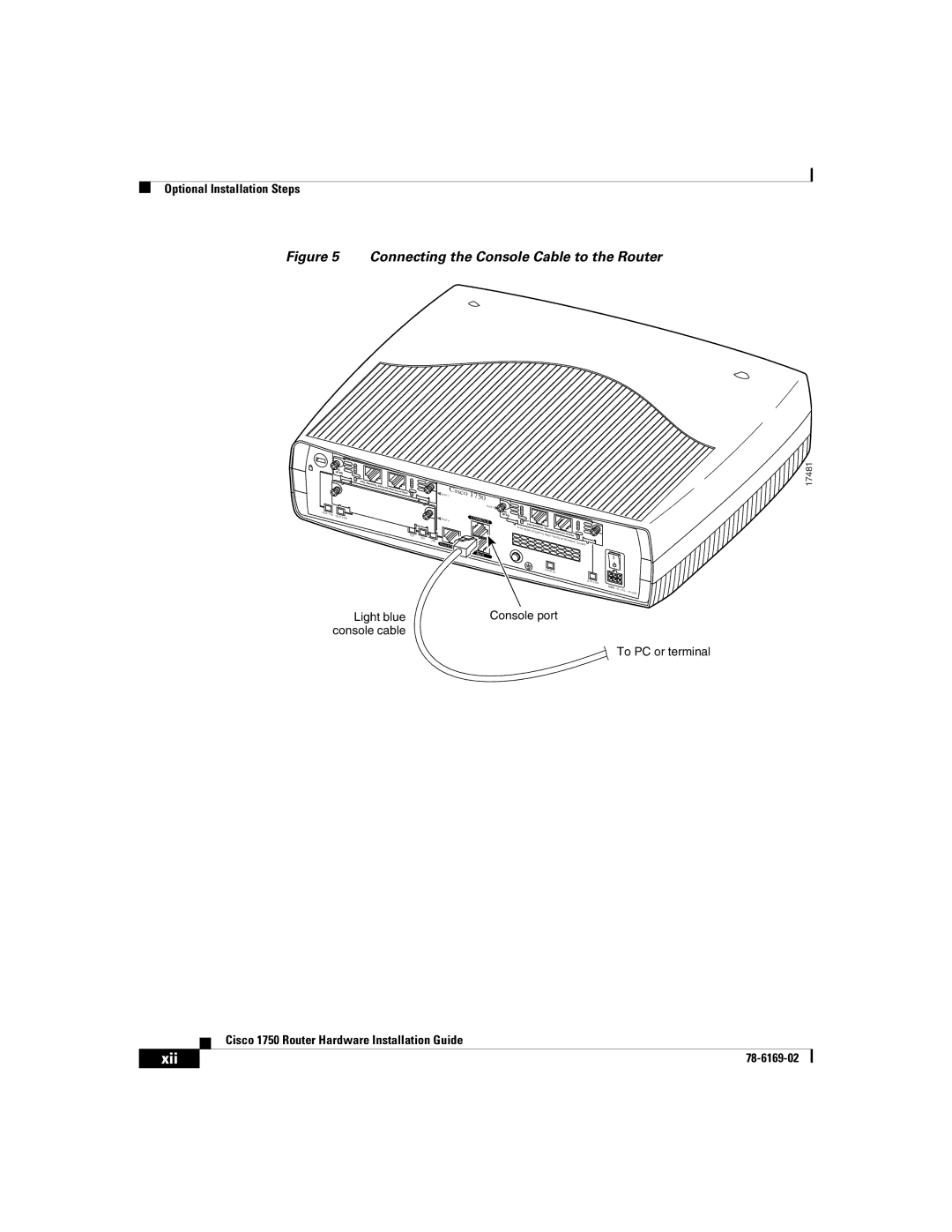 Cisco Systems CISCO1750 manual Connecting the Console Cable to the Router 