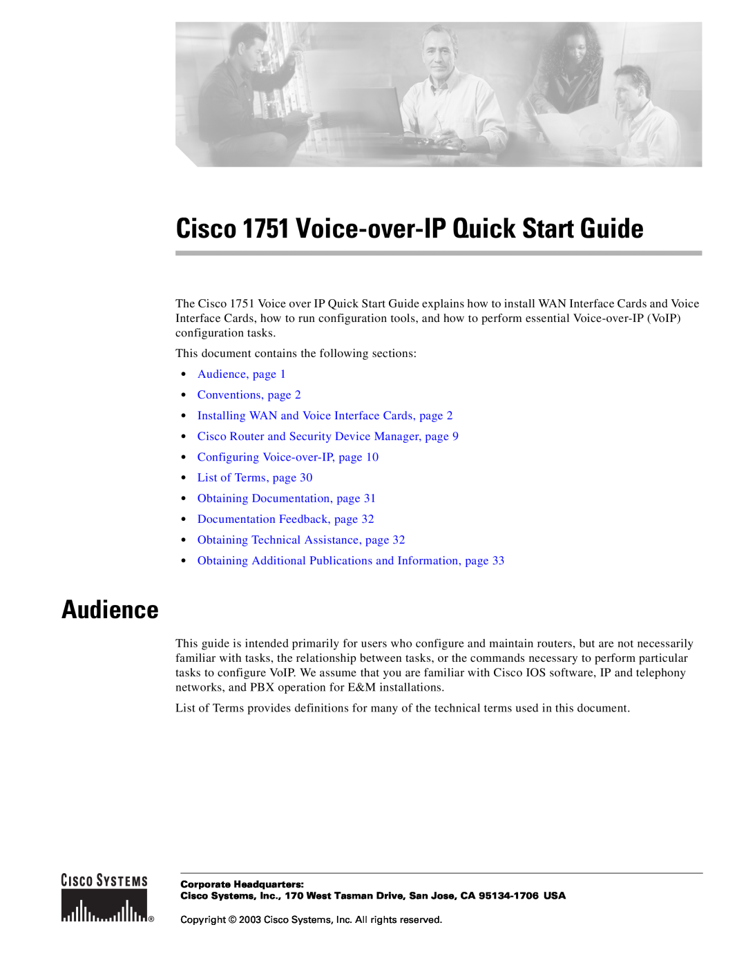 Cisco Systems CISCO1751 quick start Audience, page Conventions, page, Installing WAN and Voice Interface Cards, page 